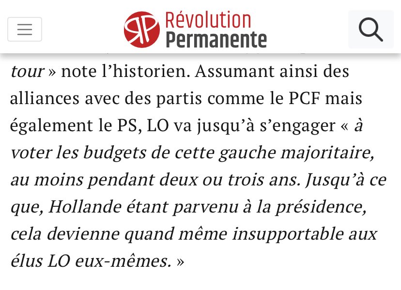 faire parler un « historien » sur nos positions alors qu’il suffit de lire nos archives pour s’apercevoir que c’est totalement faux !

Et je ne lis aucune perspective politique pour le monde du travail de la part de RP.