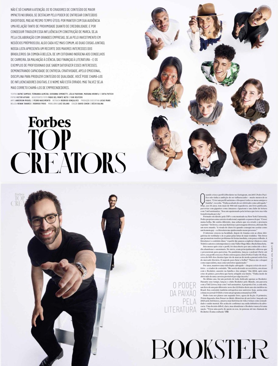 booksterpp's tweet photo. Feliz demais com essa notícia! Entre os 10 top creators de 2026 pela Forbes. Bom demais poder falar de cultura e ser reconhecido por isso 📚 https://t.co/OLX9vKwJES