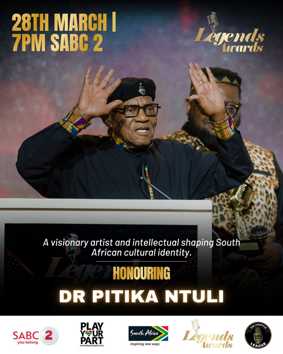 NightWithLegend's tweet photo. A visionary artist and intellectual shaping South African cultural identity. His work continues to influence generations through art and thought.

Watch this moment at the Legends Awards on the 28th March on SABC 2.

#LegendsAwards #ANightWithLegends #SABC2 #SouthAfricanLegends https://t.co/7WF7WHUrPS