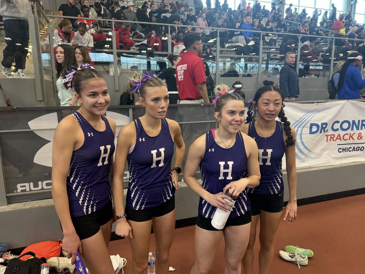 ShireTrack's tweet photo. Reese Long , Annabelle Haskins, Alyssa Garcia, Miya Moraga 4x800 2:27.86 new school indoor record, IL #4! Go Whips go whips go whips. @HHSAthletics300 @MSHeartland_ https://t.co/crA3fdBgh1