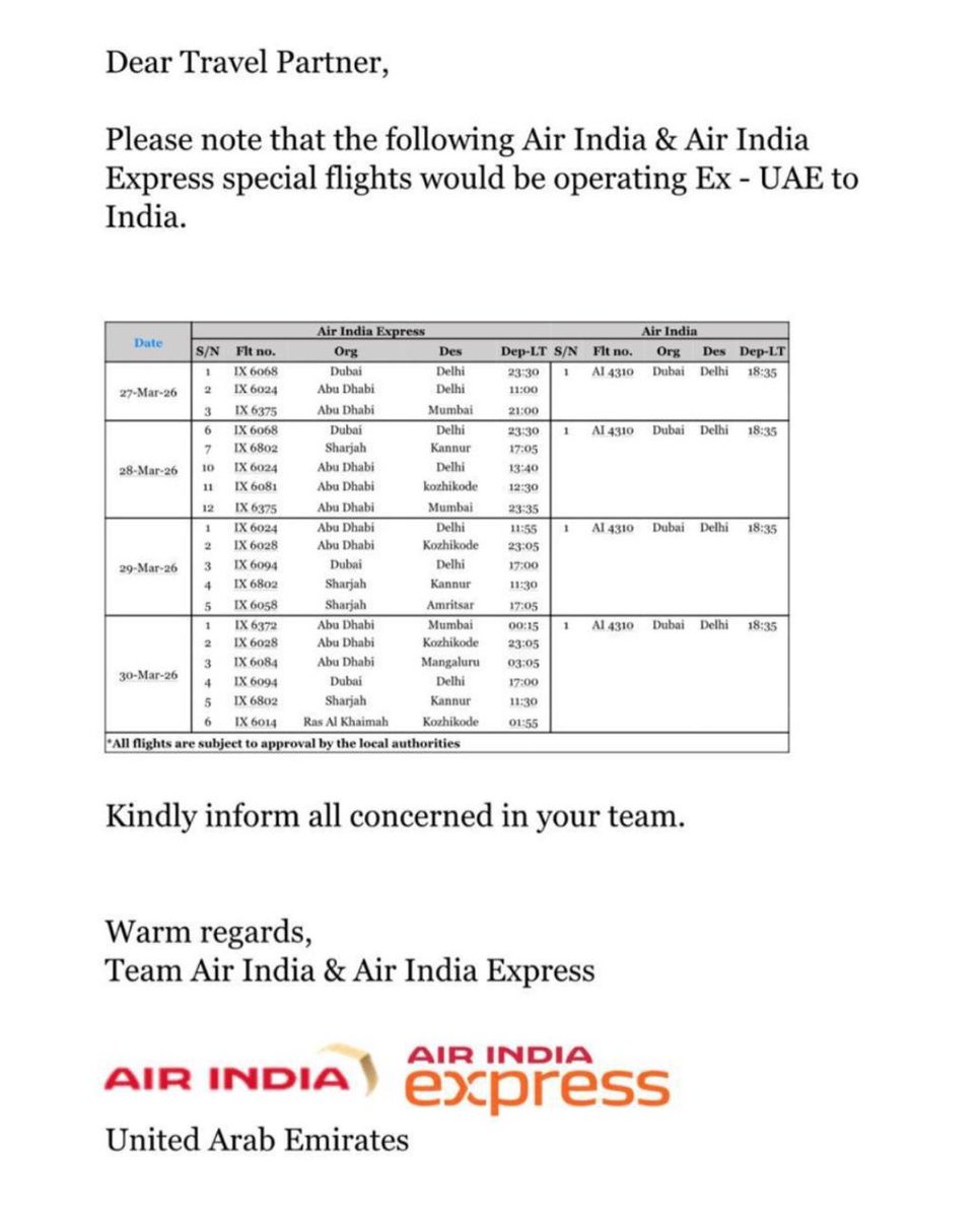 Special Flights : AI &amp; IX - UAE to India

#kannurinternationalairport #kannurairport