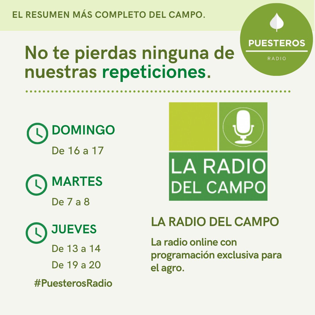 📻🚜¿No pudiste escucharnos hoy? Reviví esta edición durante la semana en <a href="/RadioDelCampo/">LaRadioDelCampo</a>

Link: laradiodelcampo.com
