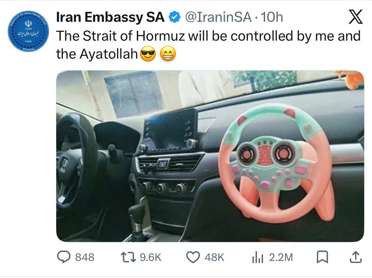 Hena_Mehraj's tweet photo. __World : This War is Distressing 🥺😢 

IRAN be like : Hold my Tea ☕ https://t.co/enGHs3NxKT