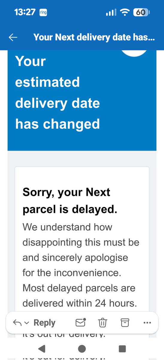 Mammagee66's tweet photo. @nextofficial @CourierEvri come in you two, this is getting beyond a joke, I ordered a gift for a friend, damaged in transit, replacement supposed to arrive today, now it's not! Grumpy customer planning not to return #next #evri https://t.co/RvxFl8NDcP