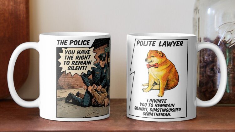 ed_crist's tweet image. Polite Lawyer Cheems Vs. Police Vintage Comic Strip Coffee Mug:  redbubble.com/i/mug/Polite-L…
-
good saturday #saturdayvibes #funnylawyer #legalhumour #coffemug #coffeeandcomics #redbubblemug
