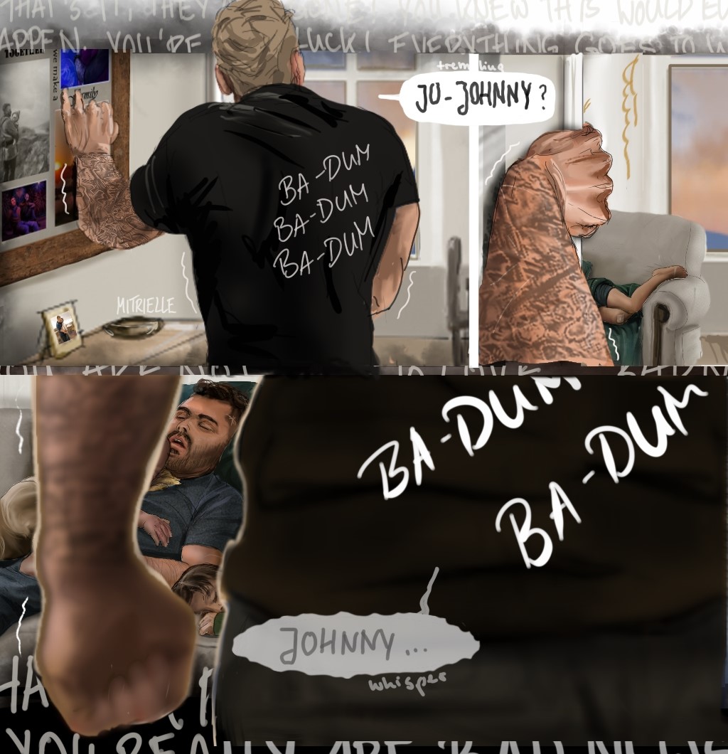 mitrielle's tweet image. Simon has retired and can go home to his family. But  when he gets there, bad memories and forebodings resurface.  
Here's the angsty Comic I promised. 
Instead of the planned 2, it  became 4 pages + 2 Bonus pages. #Ghoap #GhostSoap #SoapGhost #SimonGhostRiley #JohnSoapMacTavish