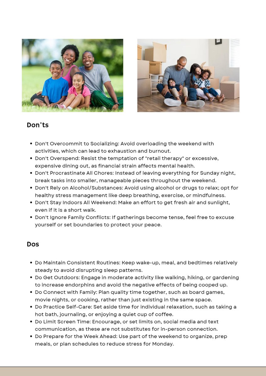 WeLoveTVke's tweet image. 1️⃣ Do fun outdoor activities together 🌳🚶
2️⃣ Hold open, judgment-free conversations 💬
3️⃣ Limit screen time &amp;amp; unplug 📵
4️⃣ Share meals &amp;amp; practice gratitude 🙏🥗
5️⃣ Rest, relax &amp;amp; reset as a family 😴

Strong families build strong minds. 💙

 #FamilyMentalHealth #WeekendWellness