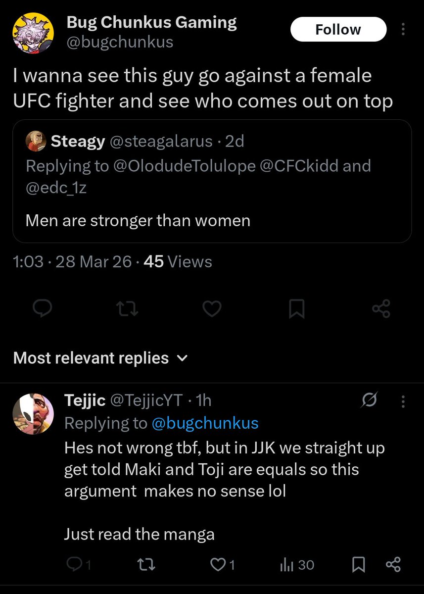These idiots lol
In jjk if Tojo and Maki fought Toji would win hands down with or without Heavenly restriction.