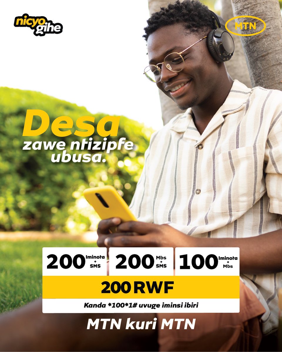MTNRwanda's tweet photo. Waruziko desa zaguha umudendezo wo guhamagara iminsi ibiri udahagarara se? Kanda *100*1# Uryoherwe na pake ya #Desade. 
#NicyoGihe https://t.co/JLpj1eMoiG