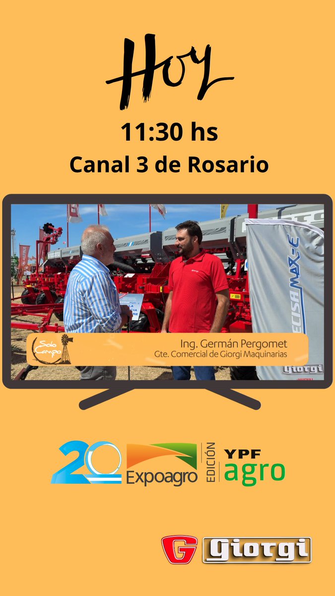 HOY no te pierdas las entrevistas realizadas en nuestro stand durante la reciente <a href="/Expoagrocom/">Expoagro</a> 2026.
- A las 11:30 hs, cobertura de <a href="/solocampoTV/">Solo Campo ❋</a> por la pantalla de <a href="/elTresTV/">elTresTV</a>. 
- A las 19:30 hs, cobertura de <a href="/Costumbresrural/">Costumbres Rurales</a> por la pantalla de <a href="/elrural/">Canal Rural</a>.
