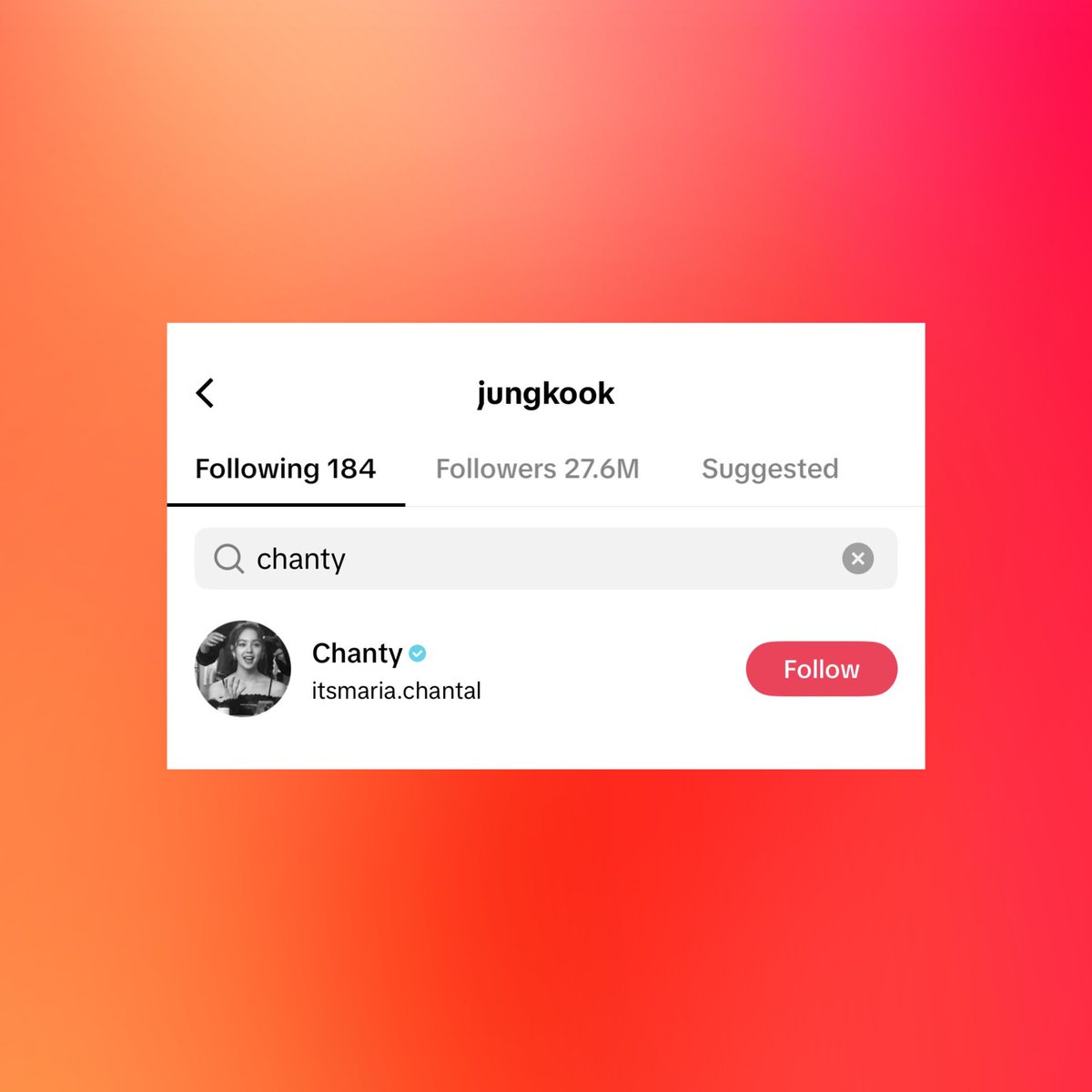 🚨 BTS' Jungkook has followed Lapillus' Chanty on TikTok.