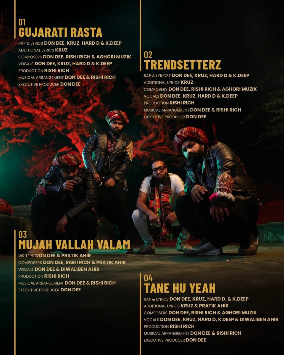 04/20/2026

Gujarati Rasta – EP

Don Dee, Kruz, Hard D, K Deep &amp; Diwaliben Ahir
Produced by Rishi Rich

Executive Producer: Don Dee
Label: Sur Sagar Music

@aghorimuzikruz @harddaghorimuzik @the_k.deep @dondmarley
@rishirich <a href="/sursagarmusic/">Sur Sagar Music</a> @pratikahirofficial <a href="/diwalibenahir/">Diwalibenahir</a>