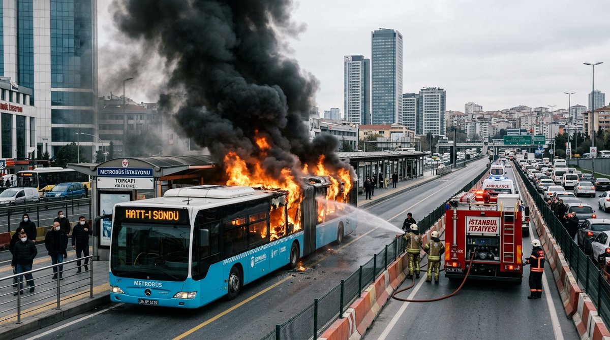 GercekBilgiPLT's tweet photo. İstanbul Şişli'deki Darülaceze-Perpa Metrobüs Durağı'nda seyir halindeki bir metrobüste yangın çıktı. Olay yerine itfaiye ekipleri sevk edilirken seferlerde kısa süreli aksamalar yaşandı.
#İstanbul #Şişli #Metrobüs #Yangın #Sondakika #Ulaşım #Haber #Perpa https://t.co/oaUdqTtvcX