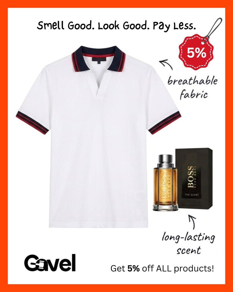 gavelgh's tweet photo. Smell Good. Look Good. Pay Less. 💎

White polo + Hugo Boss The Scent. Both on Gavel Ghana with 5% off. No code needed.
Bid in a live auction and pay even less.

👉 https://t.co/nQwaI3SDC6

#GavelGhana #GhanaDeals #ShopGhana https://t.co/F3kx6QmJYI