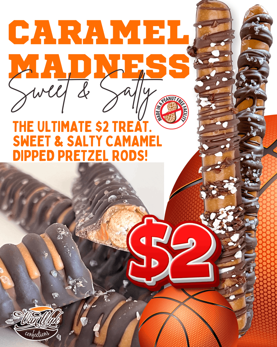 vwconfections's tweet photo. 🏆 Top seed of the season: Caramel Pretzel Rods for just $2.

Sweet, salty, and a proven fan favorite.

#chocolatepretzelrods #pretzelfundraising https://t.co/enHjLIWjFr