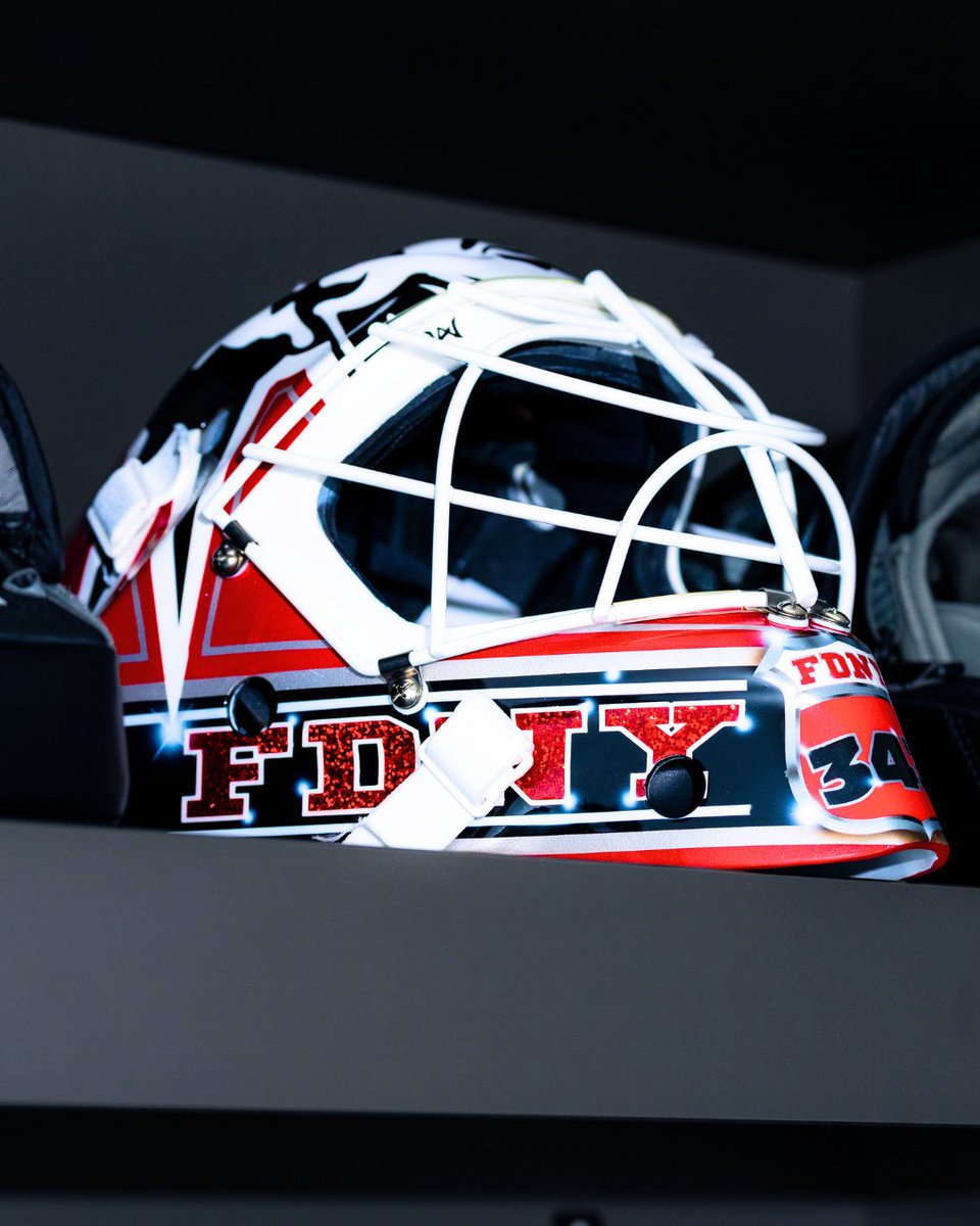 WarriorHockey's tweet photo. The 52nd Annual FDNY vs NYPD Heros Hockey Game is TOMORROW at 1:30pm EST🚨

Tune in to see FDNY goalie Nick Battaglia in this custom painted mask!

#WarriorHockey #WarriorGoalie #FDNY #BreakTHROUGH https://t.co/mI99BwN4zX