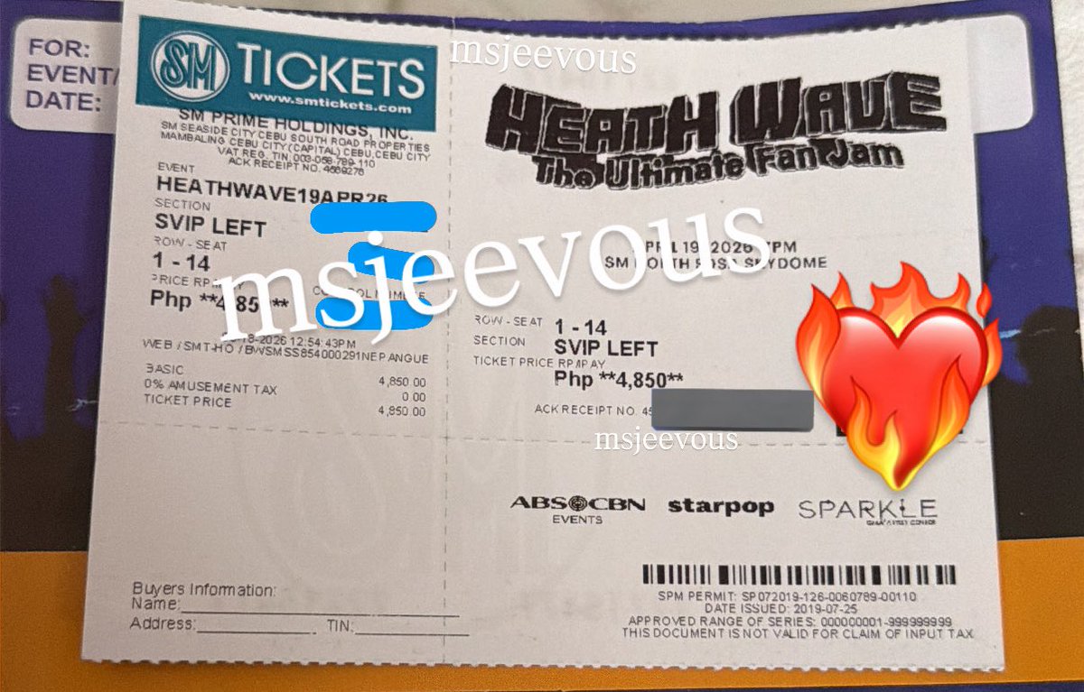 msjeevous's tweet photo. SVIP SOLD ✅ 
Next: VIP 1 Row 3 Seat 10 of Heath Wave Fan Jam https://t.co/szfWYpUwqq