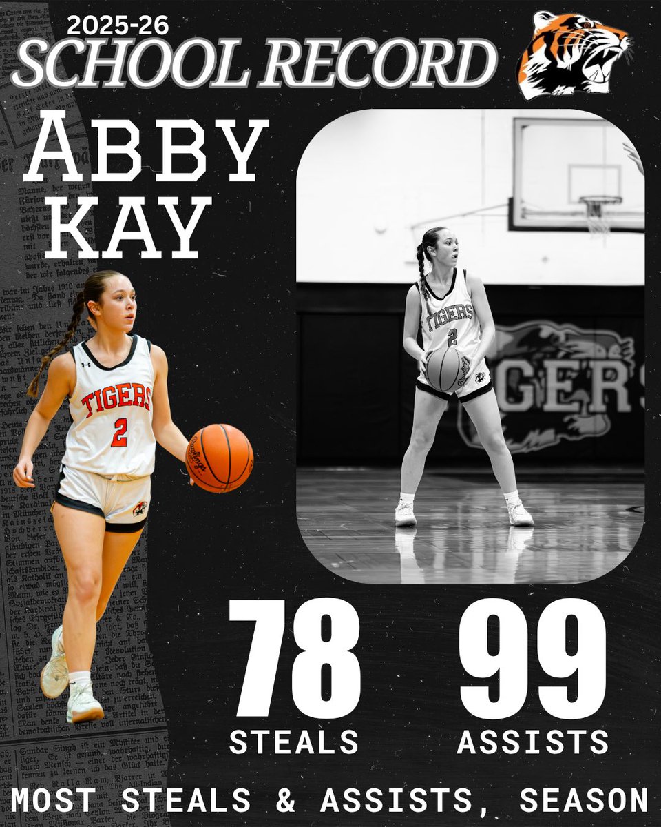 GoLadyTigers2's tweet image. CONGRATS to Abby &amp;amp; Avery on breaking a couple school records this season! 💪 Abby @abbykay27  broke both her own school record for assists &amp;amp; the steals record from the 2018/19 season! Avery @Averyrussell_11 broke her own school record for 3 pointers made in a season! #hardwork