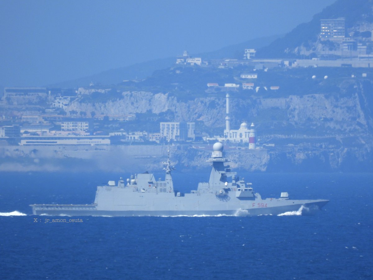 jr_amon_ceuta's tweet photo. 🇮🇹 Italian Navy Bergamini-class (FREMM) anti-submarine frigate ITS Alpino (F594) eastbound in the Strait of Gibraltar. - March  28, 2026 -
@jr_amon_ceuta @WarshipCam @ItalianNavy #itsalpino #f594 @ItaMilRadar #NaviMilitariItaliane https://t.co/UwRL14BGgu