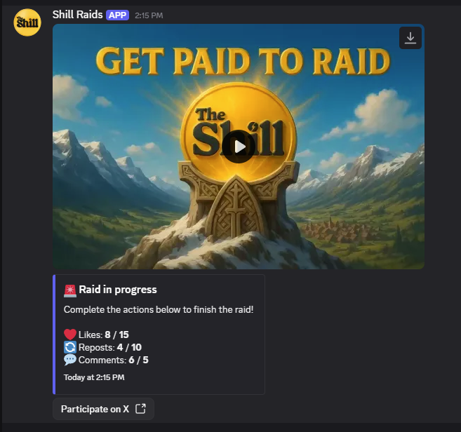 ShillXRPL's tweet photo. Shill Raids is now live on both Telegram and Discord 🚀

Add the bot on Telegram:
👉 https://t.co/wWCqO5uBbm
Add the bot on Discord:
👉 https://t.co/8LZVlpuBCI

The Paid Raid feature is currently Telegram-only, but Discord support is already in the works and coming in the next update.
In the meantime, you can link your Telegram and Discord accounts to keep your raider stats unified across both platforms.
Just head to the dashboard and select Register & Link to get started.