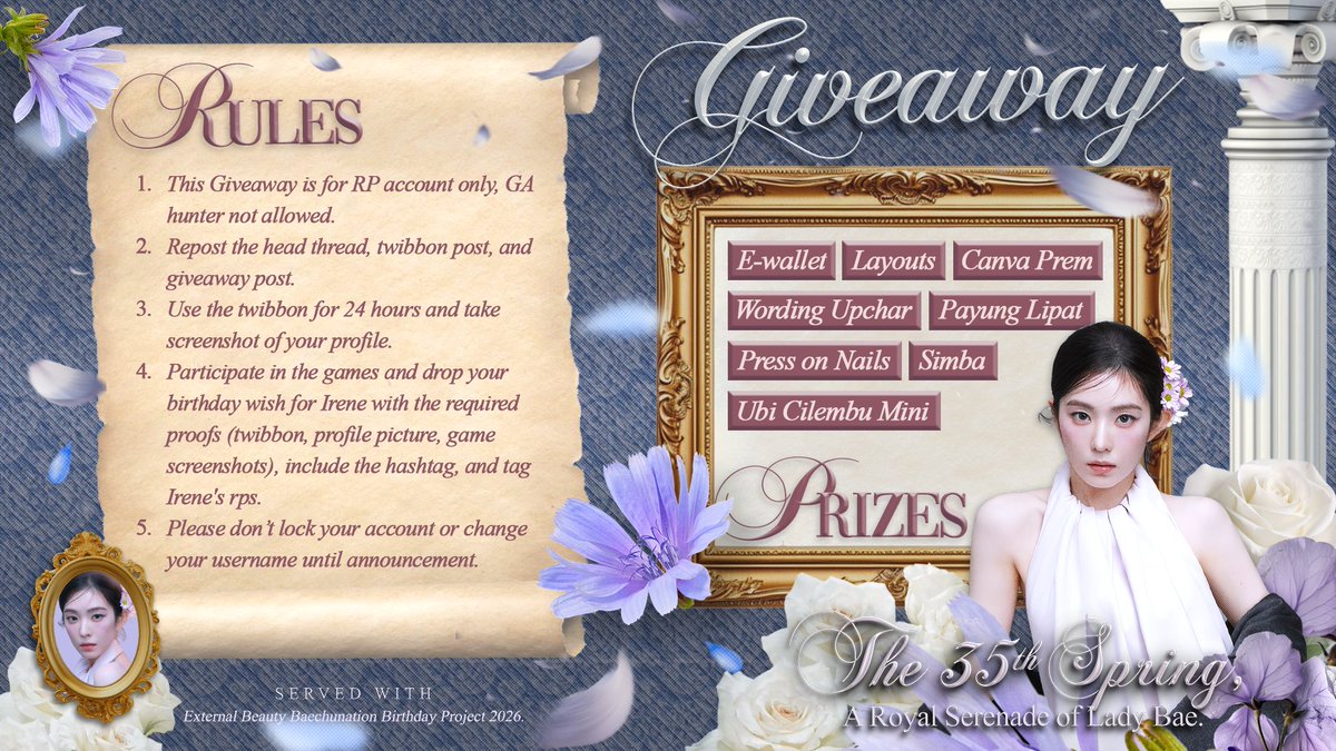 ᅠ
⊱   ⚜️ As royal gates part amid March’s blossom, Lady Bae offers a 𝗰𝗼𝘂𝗿𝘁 𝗳𝗮𝘃𝗼𝗿 to those who answer her call. Following destiny’s gentle hymn, night may quietly favor you, crowned with fortune and grace. ❀
ᅠ