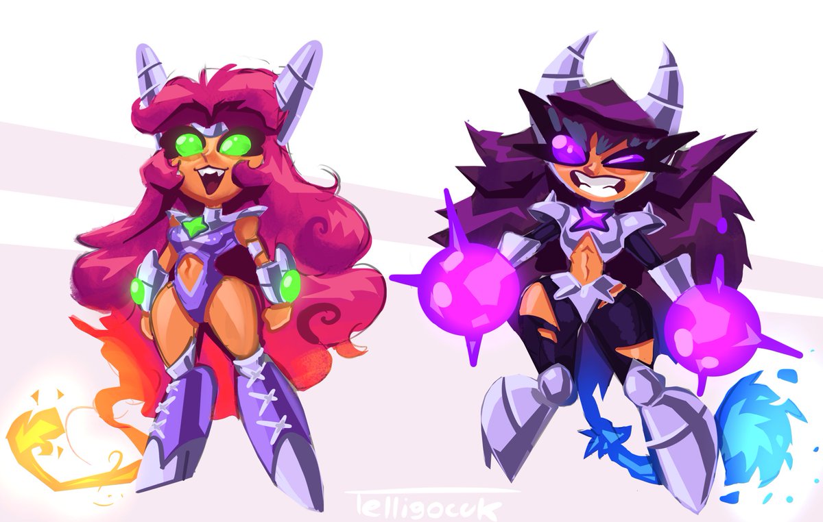 #teentitans redesigns pt1 #starfire and #blackfire Since Tamaraneans are descended from cats, I tried to make their designs a bit more cat-like