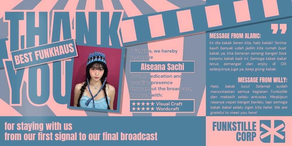 odyerim's tweet photo. Makasih ya buat kenangannya, lop you FSC 🩵🩷 btw gajinya belum cair juga masaa :) @FunkstilleCorp @FunkstilleClub https://t.co/HOO0WvE6H8