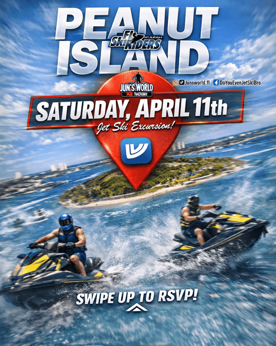 JunsWorld1's tweet photo. Heads up, riders! Our Peanut Island ride scheduled for April 11th is still on and ready for adventure! Safety first: all gear is sanitized and our guides follow strict safety protocols. Ready to ride and explore? Let's make waves! #Boat #Boating #Jetski #Seadoo #Flskiriders https://t.co/C1EnykVbU9