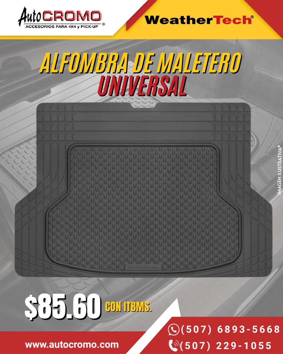 WeatherTech ajustable a tu maletero.
Protección perfecta, ajuste ideal y máxima durabilidad. 
Lo mejor, siempre para ti en Auto Cromo.
#WeatherTech #AutoCromo #ProteccionInterior #AccesoriosAuto #CarCare
#MaleteroPerfecto #CalidadPremium #PanamaAutos #CarrosPanama #Detalles
