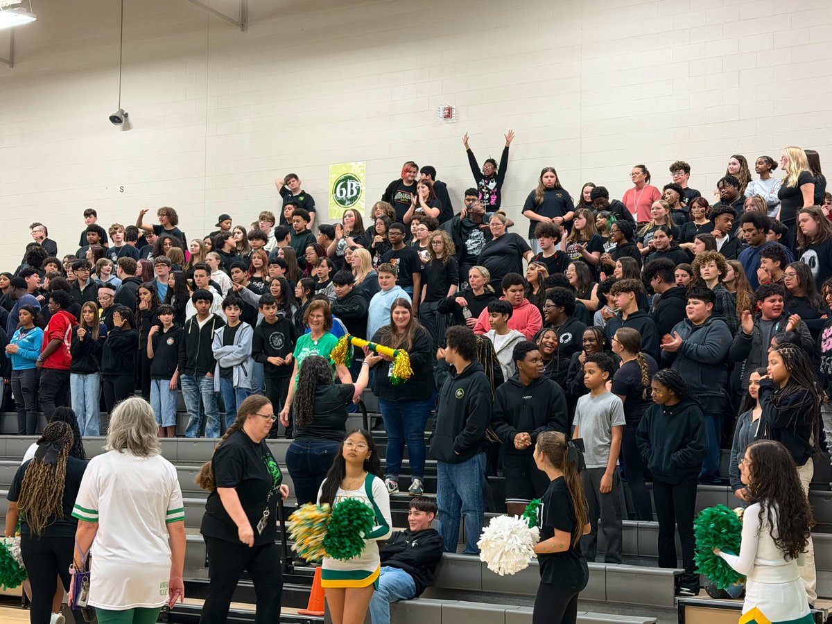 wbmsboro's tweet photo. Buzzing with Yellow Jacket energy at our Spring Sports Pep Rally!! 🐝Spring sports, big smiles, and even bigger school spirit!! 💛💚🐝🎉 https://t.co/NHuOQ9lubG