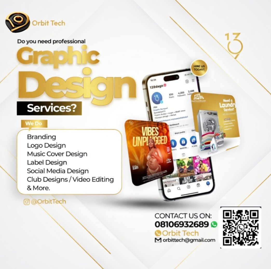 Hol_enoch's tweet photo. Need clean, professional graphics? π¨
Orbit Tech delivers: β Logos
β Branding
β Social Media Designs
β Covers & More
π² 08106932689
Letβs make your brand stand out π₯
#GraphicDesign #OrbitTech #Branding https://t.co/6ZrAeTQWpZ
