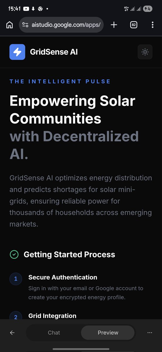 pheymouskayne's tweet photo. I just built
I build : GridSense AI
AI-powered smart energy management platform for solar communities. at #BuildWithAI with @itzareous @MilekeKolawole @AhmzyJazzy @ayololuwa @iamdanztee @gdgilorin @googledevs @geektutor π₯ #buildwithaiilorin #GDGIlorin https://t.co/QO3dNvpG63