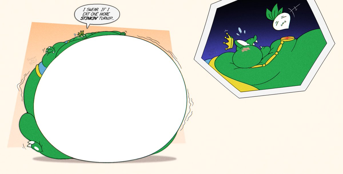 Wart and his big mouth... (And his whopping stuffed gut too.)