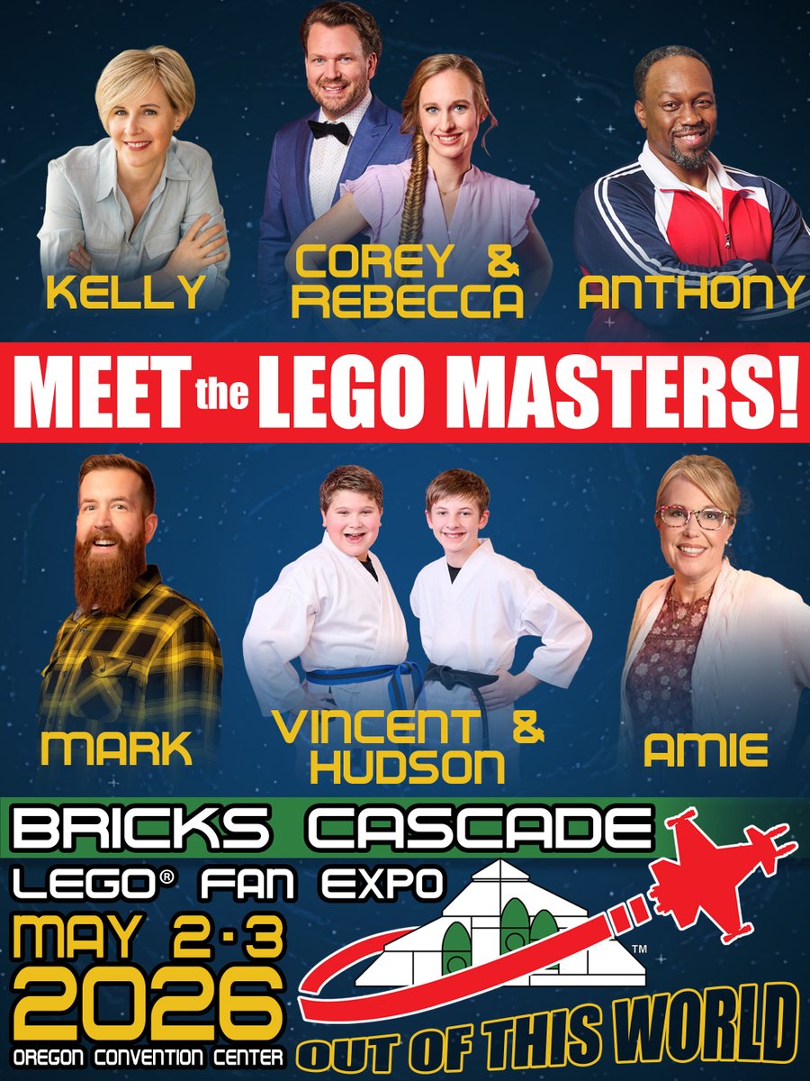 Just 5 weeks away! This years Bricks Cascade­™ 2026 Public <a href="/LEGO_Group/">LEGO</a> Expo will have several <a href="/legomaster/">Peter Lee</a> joining us! They will have a couple of meet &amp; greets throughout the weekend activities come join them!

Individual &amp; 4-Pack passes still available:

oregoncc.evenue.net/events/OBRICKS