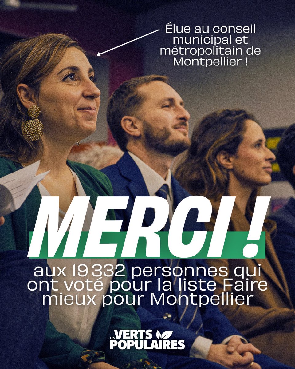 JuliaMignacca's tweet image. Premier conseil municipal à #Montpellier ! Merci à toutes celles et ceux qui nous ont fait confiance.

Nous serons 8 élu·es, issus du rassemblement des Insoumis, des Verts Populaires et des Municipalistes.

Une voix écologiste, populaire et combative pour Montpellier. 🌿