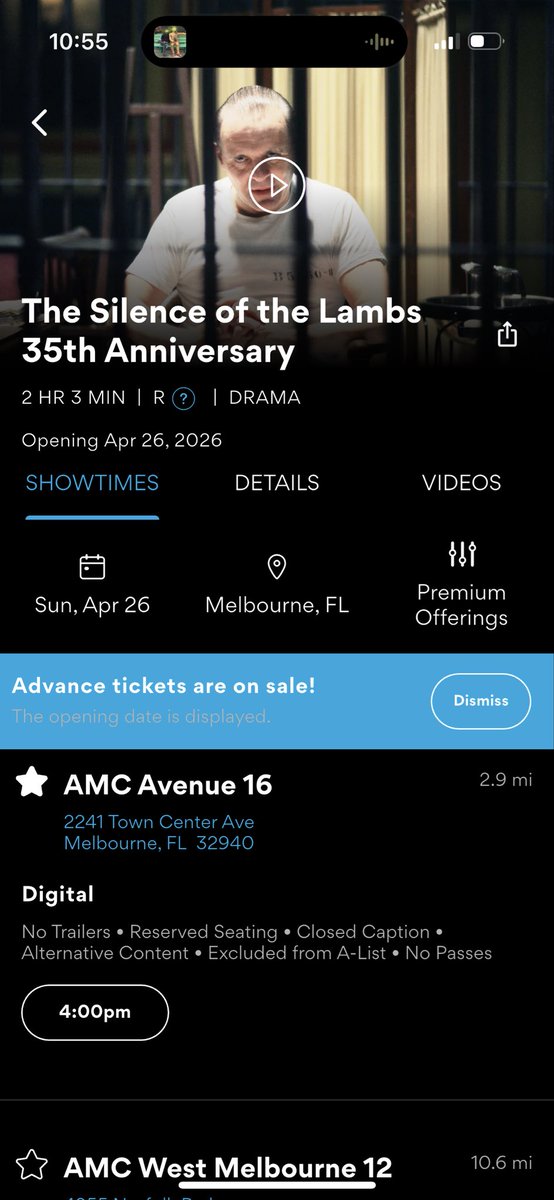 yerkskyz's tweet image. Another awesome rerelease to support April revenue numbers. Get out and see Silence of the Lambs 35th Anniversary. Slip a viewing in between all the mega incoming new releases and the carry over form March. It’s easy if you’re A-Listed. Get it done while having fun. #AMCTheatres
