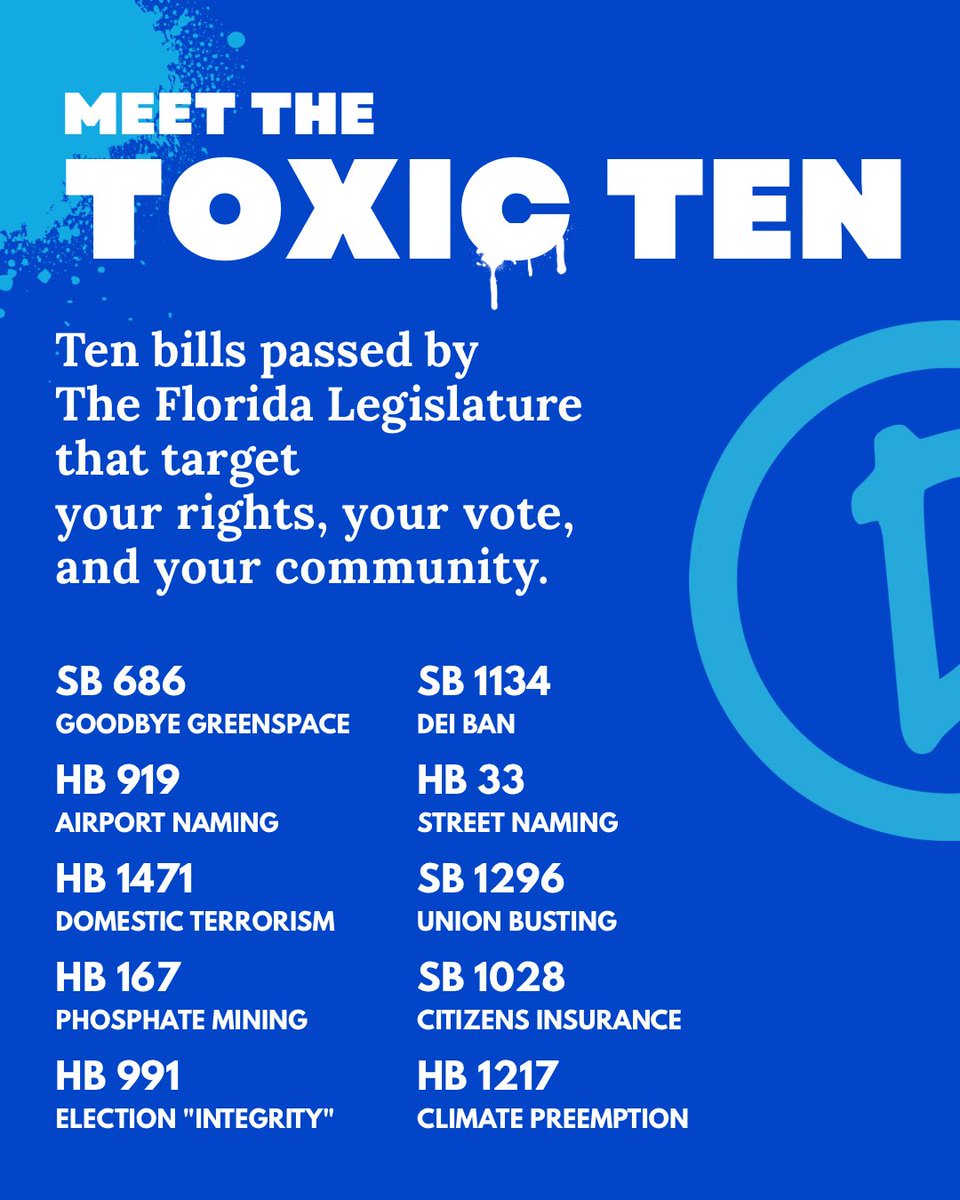 Over the next few days we are gonna shine a spotlight on “The Toxic Ten”, ten bills passed by Republicans in the legislature and set to become Florida law. This is what they’ve been doing in Tallahassee while the rest of us try to pay for gas. 

#fyp #florida #bluewave