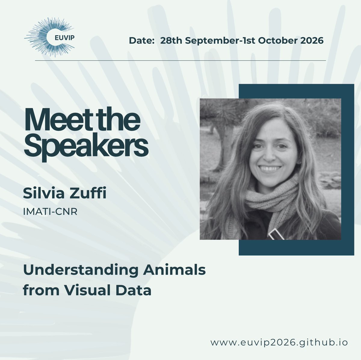 Euvip2026's tweet photo. 🎤 Keynote Speaker Spotlight — #EUVIP2026

We are delighted to welcome @silvia_zuffi (@CnrImati)

Talk title: Understanding Animals from Visual Data

📍 Luxembourg | 📅 28 Sept – 1 Oct 2026

#ComputerVision #3DVision #AnimalModeling https://t.co/gFK6G7uwJa