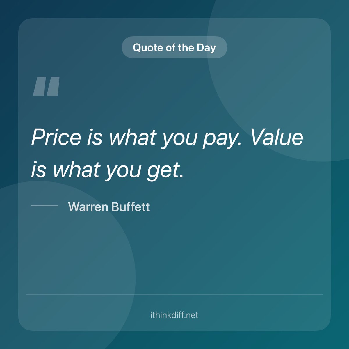 "Price is what you pay. Value is what you get." -Warren Buffett

apps.apple.com/us/app/id15279…
#MotivationalQuotes #ithinkdiff #iOS #iPhone