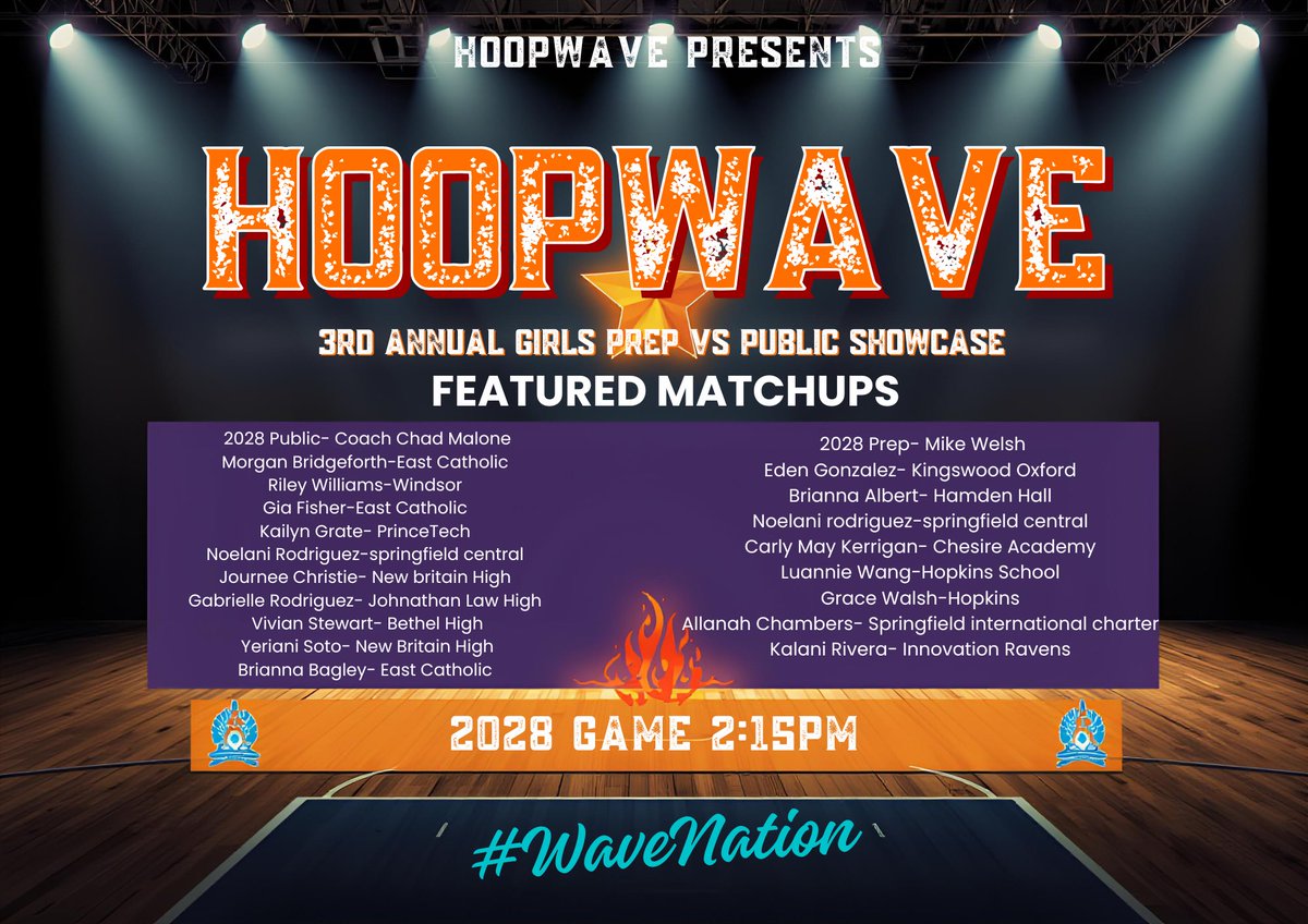 hoop_wave's tweet photo. 🚨 Roster Drop 🚨 Here ya go your roster for the HoopWave girls Prep vs Public showcase March 29th 2026 at Hopkins Prep in New Haven Ct Make sure ya in the building ya don’t wanna miss this event get ya 🍿 ready for the 🎥!!!!! Who ya MVP cast votes in comments!!!!! https://t.co/woOIfMnNBh