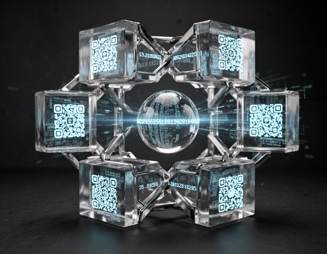failproof02's tweet photo. Transparent Proof visualizes @PsyProtocol philosophy—every block is a verifiable, immutable record, and the QR‑code ledger shows that truth can be seen and proved by anyone. Art meets blockchain integrity. #VerifiableWork https://t.co/0fShRf2pSB