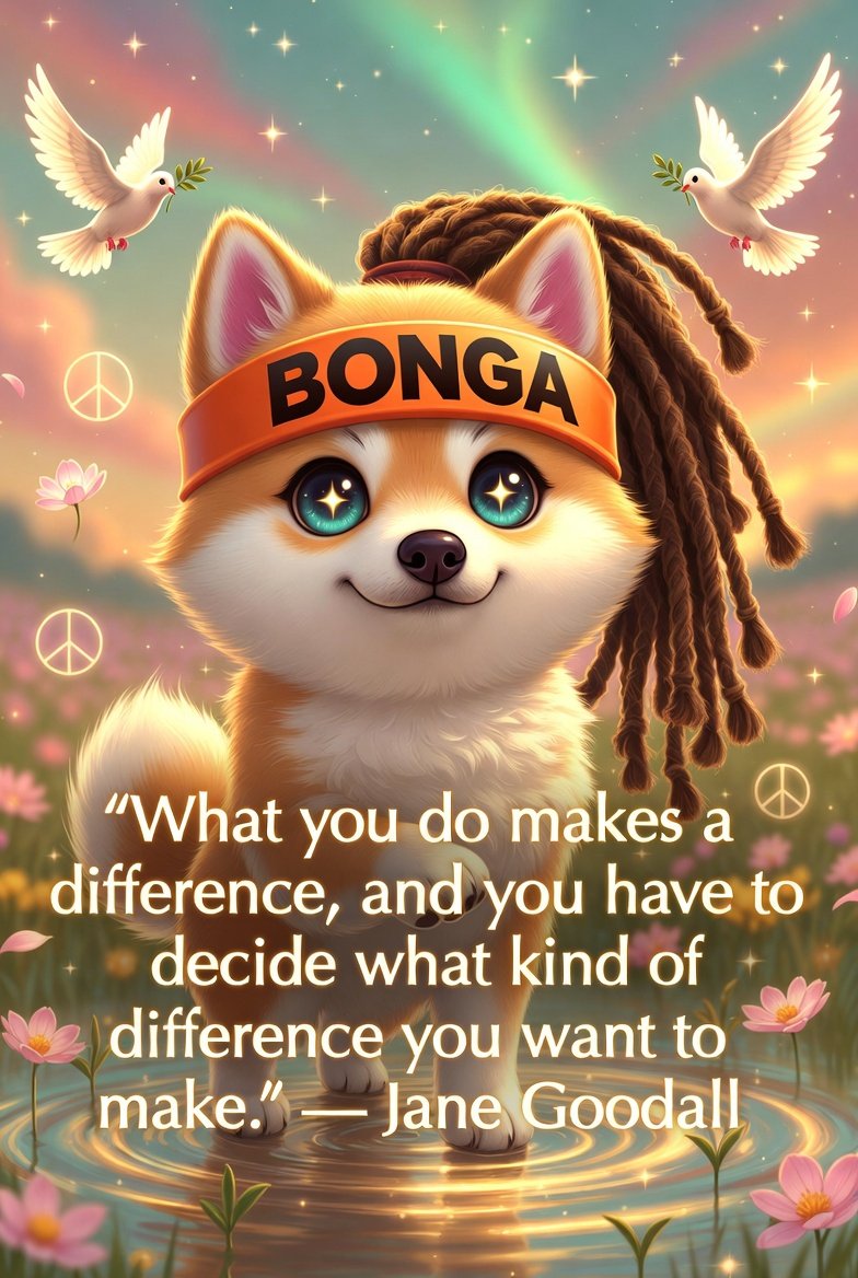 Jdoglovescrypto's tweet photo. Let's make a difference!
"What you do makes a difference, and you have to decide what kind of difference you want to make."
— Jane Goodall
We’re making beautiful ripples together #PeaceAndLove #MakeYourDifference #BongaWay https://t.co/SsQErSxnjK
