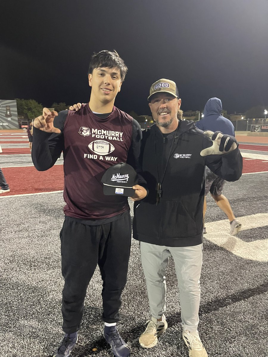 I had a great time last night at the <a href="/McMURRYFOOTBALL/">McMURRY FOOTBALL</a> Camp. I was named QB MVP of the camp. I got a lot of good work and enjoyed competing.
<a href="/CoachNealMcM/">JORDAN NEAL</a> <a href="/CoachRauMCM/">Mark Rau</a> <a href="/coachdwetzel/">David Wetzel</a> <a href="/BryantStephen/">Stephen Bryant</a> <a href="/OldSchoolQB/">OldSchoolQB</a> <a href="/JoshNeiswander/">Josh Neiswander</a> <a href="/PCAAthletics/">PCAAthletics</a> <a href="/TXPSMedia/">Texas Private School Media</a>