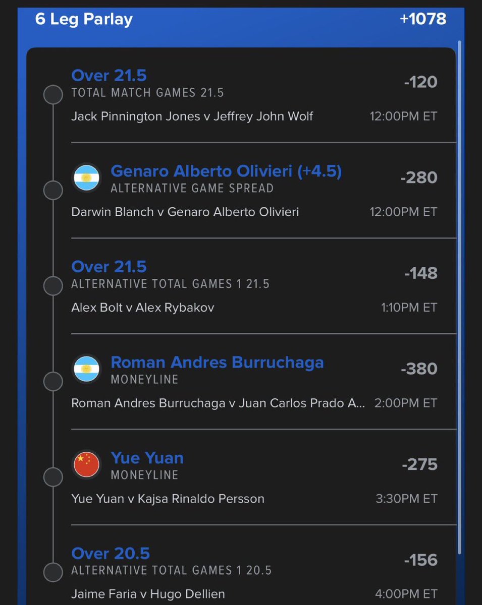 ClintledLocks's tweet image. Tennis parlay for everyone 

I put .15u on this which is $15 to me

GL

t.me/+6NyPwb3Ix1dmZ…

#PrizePicks | #Underdog | #Fliff | #Chalkboard | #GamblingX I #PropBets | #NBAX   | #NBA | #PlayerProps | #Draftkings
