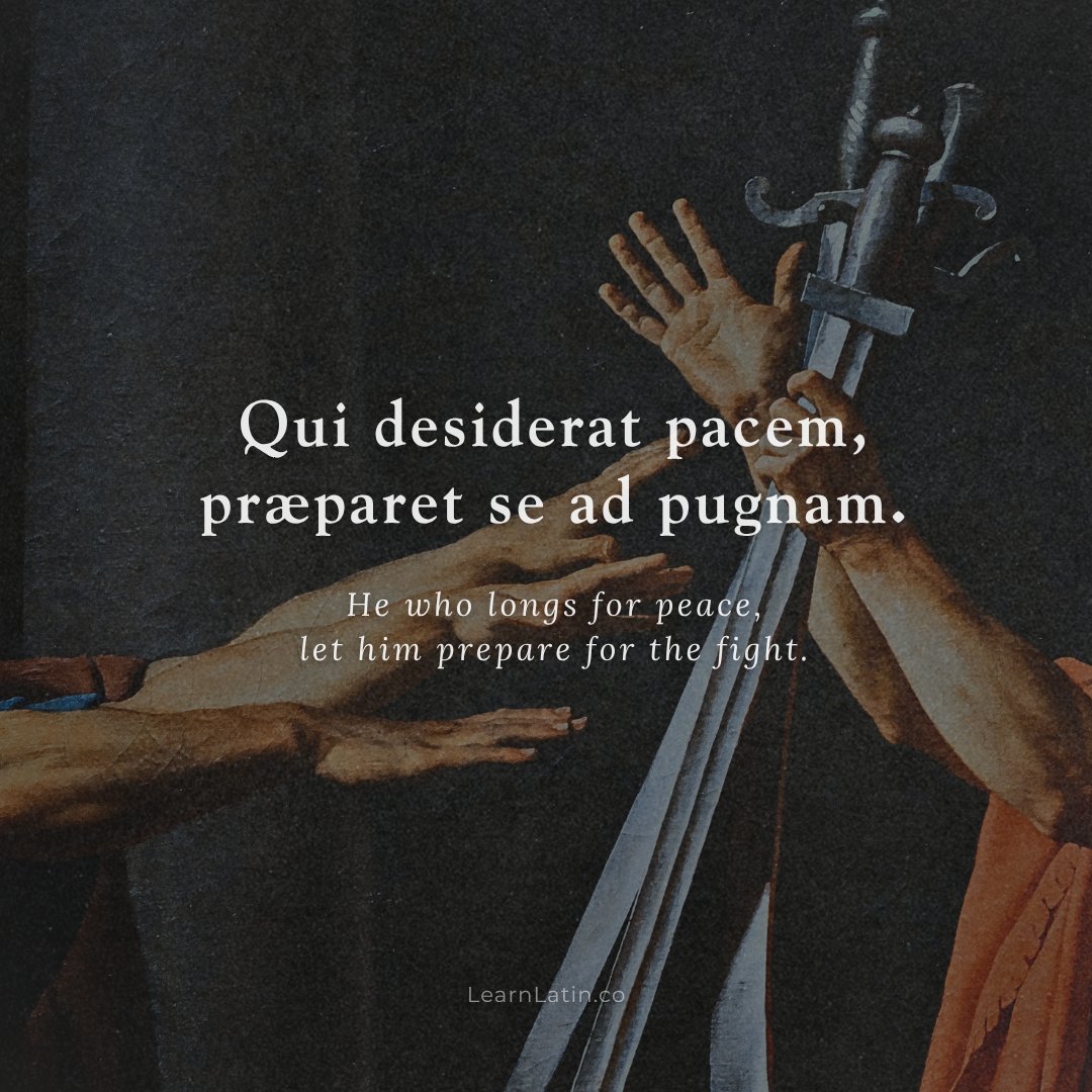 latinedisce's tweet photo. Qui desiderat pacem, præparet se ad pugnam — “He who longs for peace, let him prepare himself for the fight.” https://t.co/jj6Up8oaYi