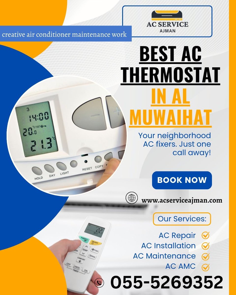 CreativeHvacUae's tweet image. Looking for the best AC thermostat in Al Muwaihat?
Set it to 24°C–26°C for comfort + lower bills 💡
Upgrade today for smarter cooling in Ajman!
visit : acserviceajman.com/best-ac-thermo…
#ACAjman #Thermostat #CoolingTips