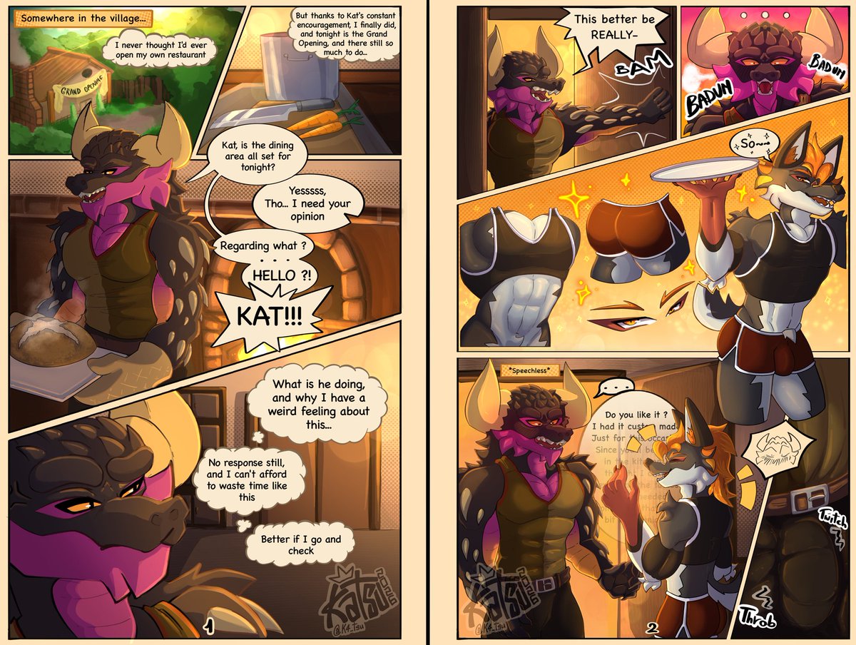K4_tsu's tweet photo. "Grand Opening" Full Comic Release 🔥
Runan belongs to: @Hopkeeper 

#furry #MonsterHunterVN #comic #furrycomic https://t.co/h3jpHJjl6Z