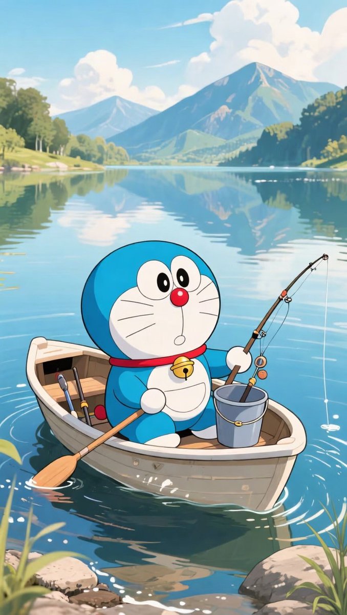 DoraemonWalls's tweet photo. Doraemon Peaceful Fishing Day on the Lake 🎣🛶 https://t.co/uexcXc2DMj