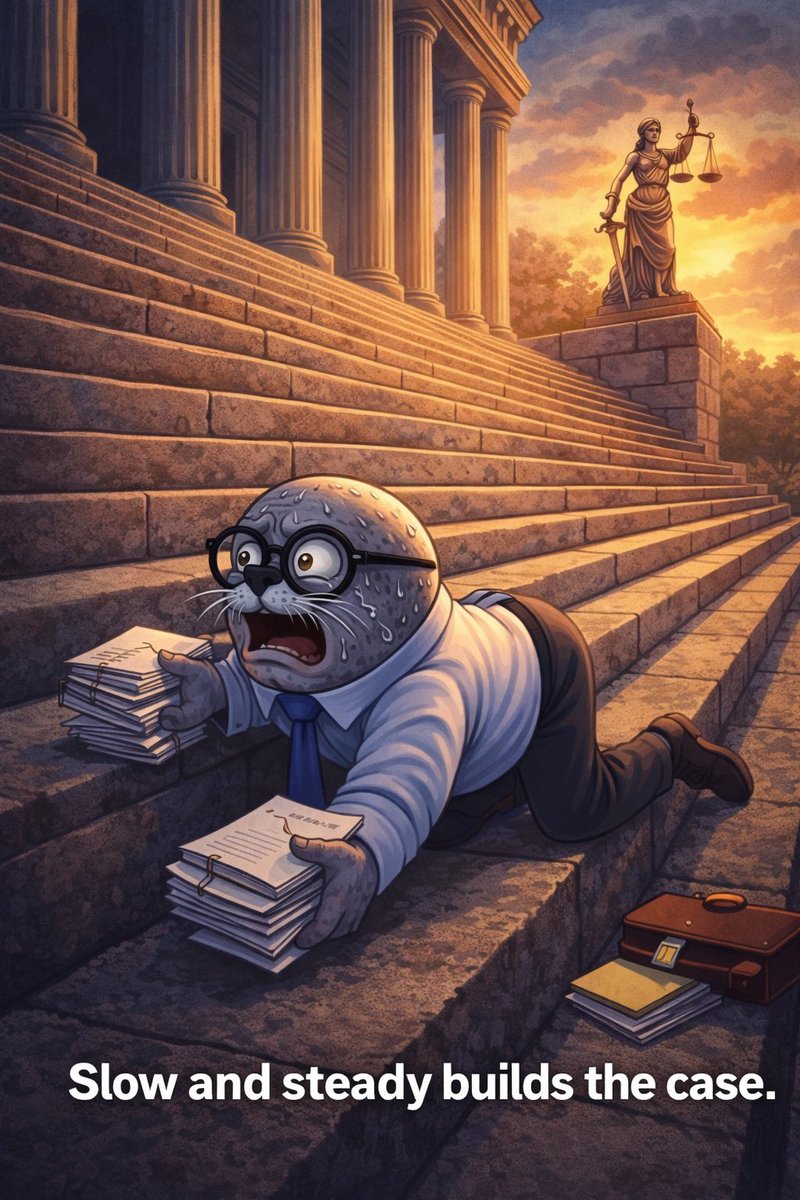 PaperFlippers's tweet image. Paperhands Paralegal filing motions one step at a time… literally.

No shortcuts. No panic selling. Just slow, painful progress up the courthouse stairs.

Because in this market (and in court)…  
slow and steady builds the case. ⚖️

#PaperhandsParalegal #DiamondHands