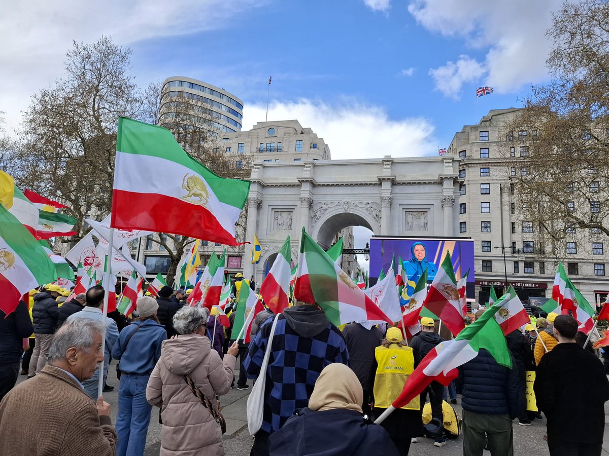 Maryam_Rajavi's tweet photo. Message to the freedom-loving Iranians demonstrating in London-
Recognize the Provisional Government announced by the National Council of Resistance of Iran
We call on the UK to:
– Recognize the provisional government announced by the National Council of Resistance of Iran;
– Designate the Revolutionary Guard Corps (IRGC) as a terrorist entity;
– Close the regime’s embassies and missions in their countries, and expel agents and operatives of the Ministry of Intelligence (MOIS) and the IRGC;
– Pressure the regime to release political prisoners and those detained during uprisings.
#FreeIran10PointPlan